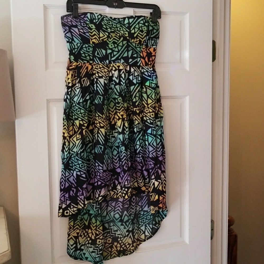 Strapless high low dress.